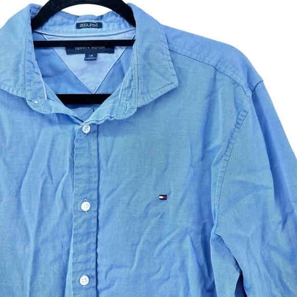Tommy Hilfiger Button Up Long Sleeve Shirt 100s 2 Ply Double Retors men’s sz L - Picture 3 of 12